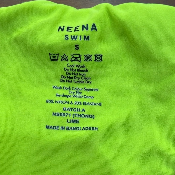 NEENA SWIM Women's Vista Micro Triangle Bikini Top  and Bottoms Size S in Lime - Picture 8 of 8